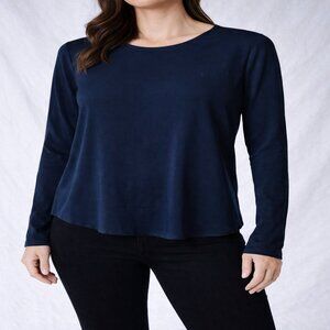 *NWT* French Connection Navy Sheer Wavy Blouse Long Sleeve Lightweight Top Sz XS